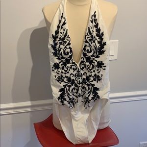 NWT Jantzen white beaded halter bathing suit